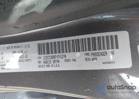 2015 Chrysler 200 Limited z USA, uszkodzony, nr VIN 1C3CCCAB9FN741270